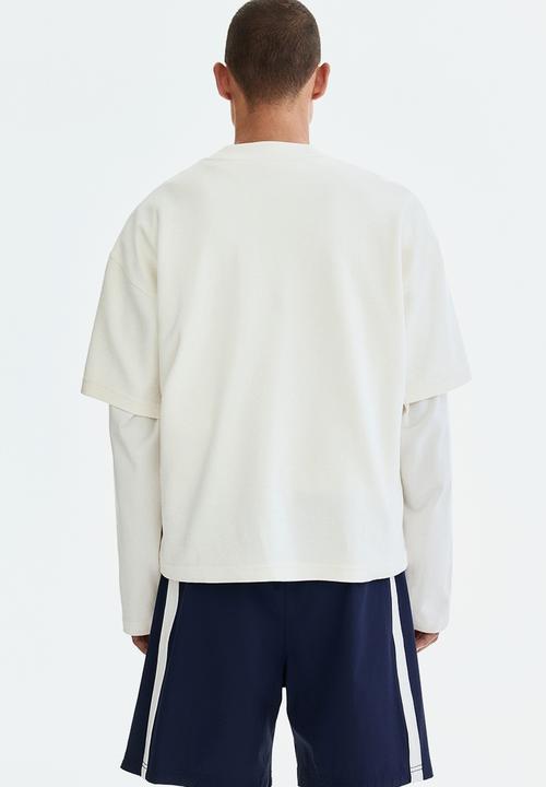 H&M - Regular fit track shorts - navy blue/white