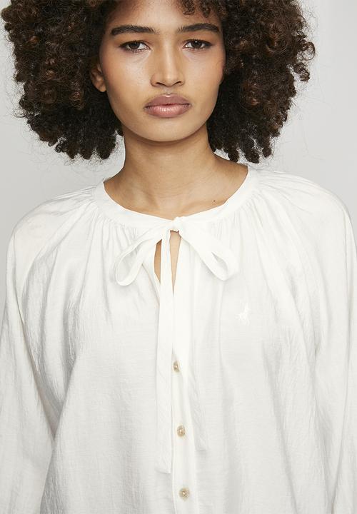 POLO - Wmn Giselle Long Sleeve Sheer Tie Blouse - Off White