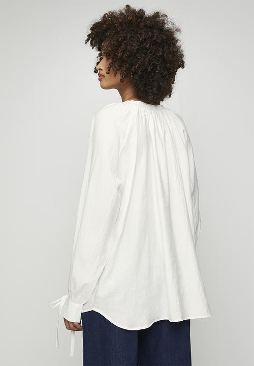 POLO - Wmn Giselle Long Sleeve Sheer Tie Blouse - Off White