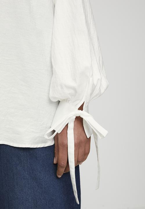 POLO - Wmn Giselle Long Sleeve Sheer Tie Blouse - Off White