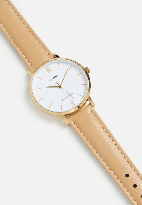 Casio - Analog Round Case Tan Leather - Tan