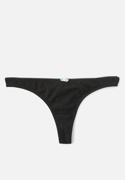 Cotton On - Cotton comfy g-string brief 3 pack - black/white/grey marle
