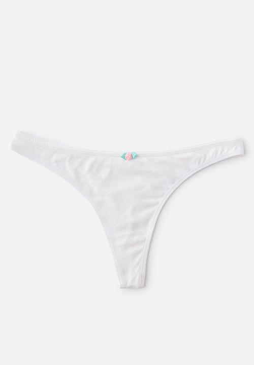 Cotton On - Cotton comfy g-string brief 3 pack - black/white/grey marle