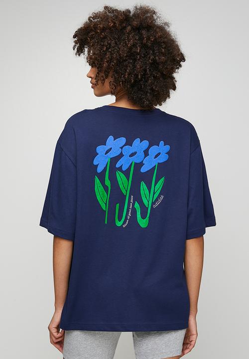 adidas Performance - W Floral Loo T - Dark Blue