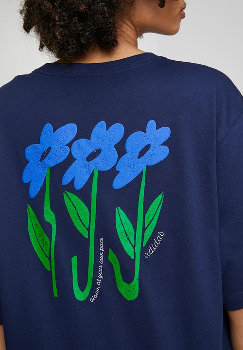 adidas Performance - W Floral Loo T - Dark Blue