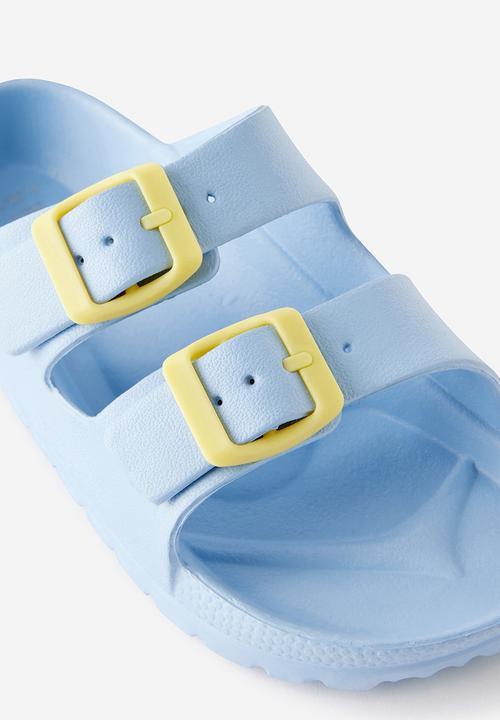 Cotton On - Twin Strap Slide - Dawn Blue/Baby Yellow