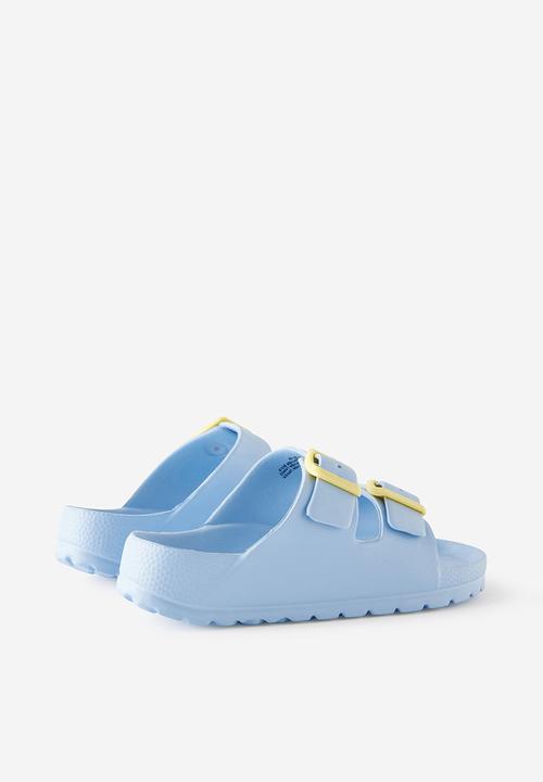 Cotton On - Twin Strap Slide - Dawn Blue/Baby Yellow