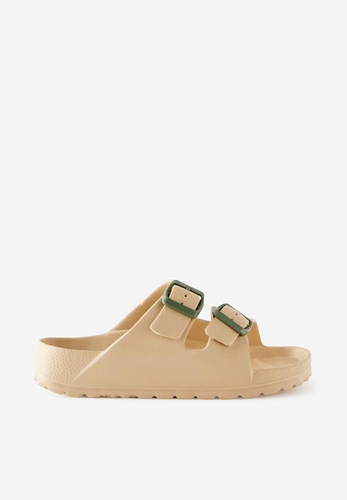 Cotton On - Twin Strap Slide - Semolina/Khaki Green