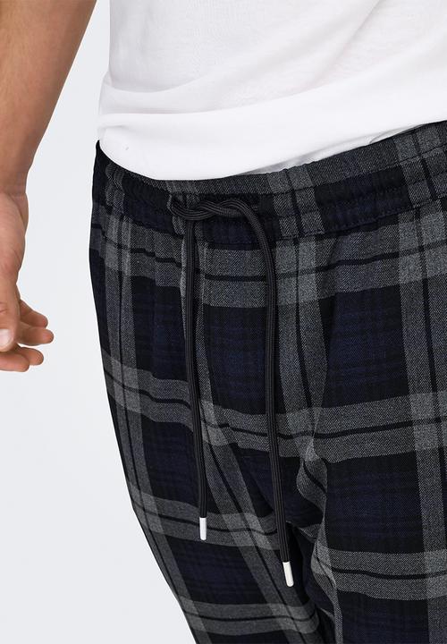 Only & Sons - ONSLINUS Check Pant - Dark Navy 