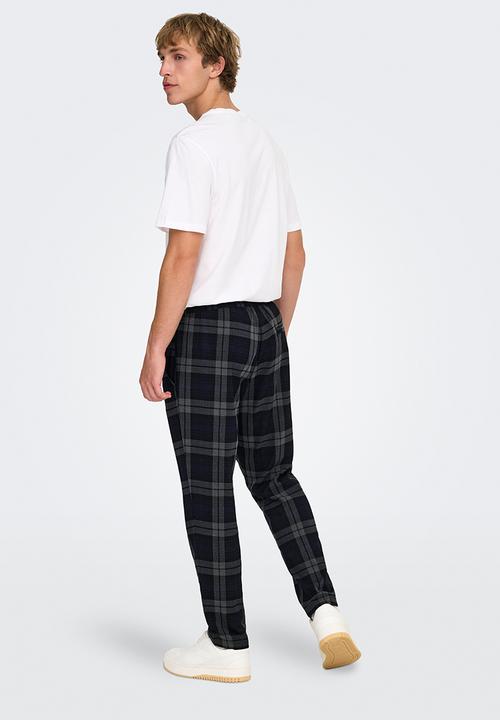 Only & Sons - ONSLINUS Check Pant - Dark Navy 