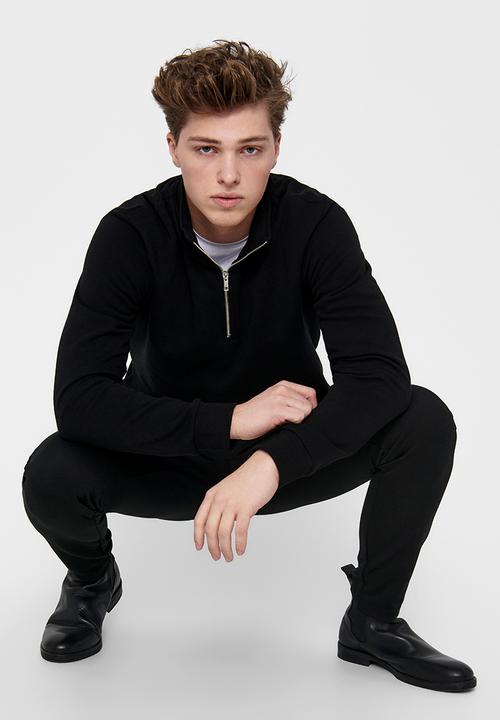 Only & Sons - ONSCERES Half Zip Sweat - Black