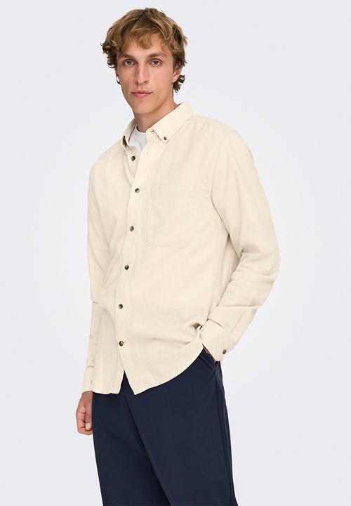 Only & Sons - ONSGUDMUND Slim 1 Pocket Solid Shirt - Silver Lining