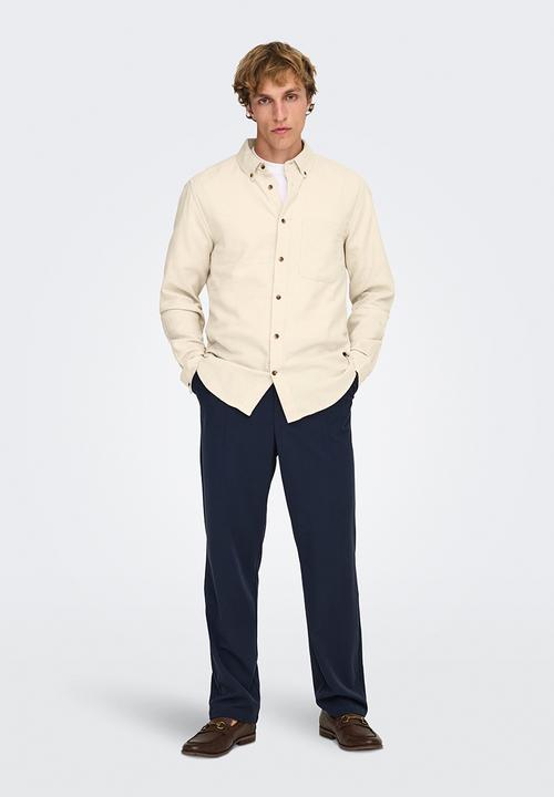 Only & Sons - ONSGUDMUND Slim 1 Pocket Solid Shirt - Silver Lining