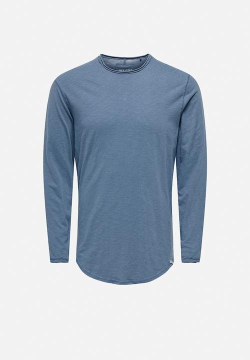 Only & Sons - ONSBENNE Longy Long Sleeve Tee - Vintage Indigo