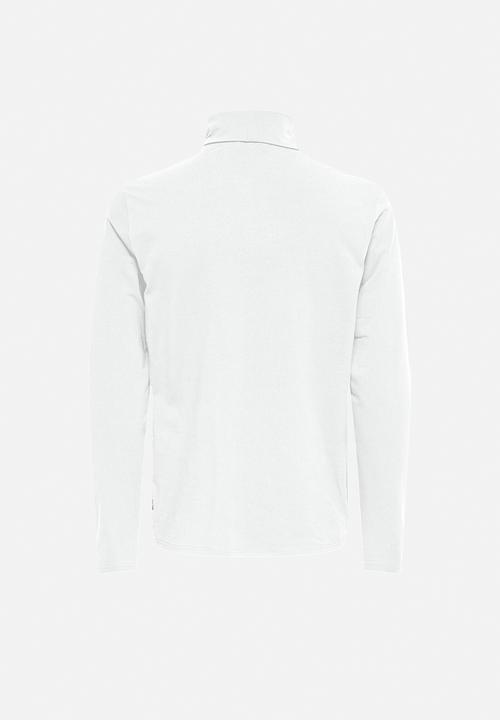 Only & Sons - ONSMICHAN Slim Long Sleeve Roll Neck Tee - White