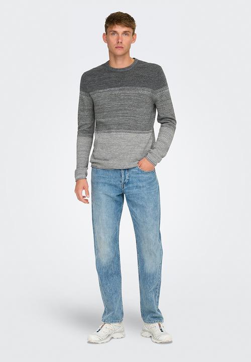 Only & Sons - ONSFELIX Reg 12 Crew Knit - Grey