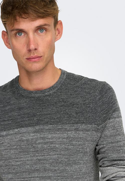 Only & Sons - ONSFELIX Reg 12 Crew Knit - Grey