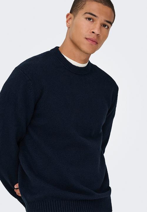 Only & Sons - ONSJAMES Relaxed Fit Crew Knit - Dark Sapphire