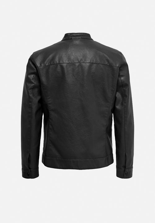 Only & Sons - ONSMIKE PU Racer Jacket Otw - Black