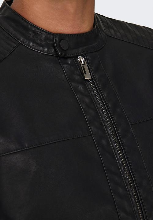 Only & Sons - ONSMIKE PU Racer Jacket Otw - Black