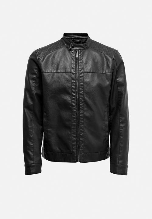 Only & Sons - ONSMIKE PU Racer Jacket Otw - Black
