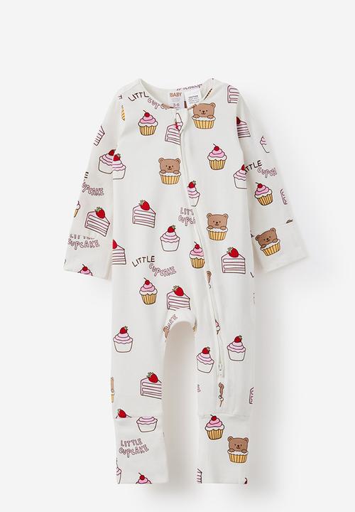 Cotton On - The Long Sleeve Zip Romper - Vanilla/Cupcakes