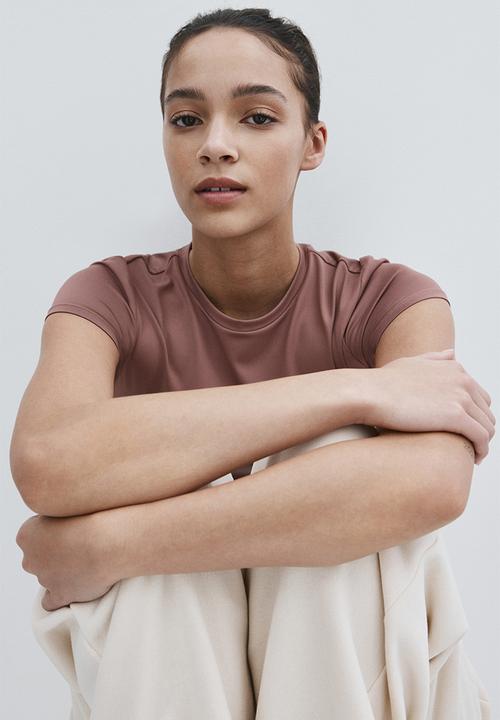 H&M - Fitted microfibre t-shirt - dusty pink
