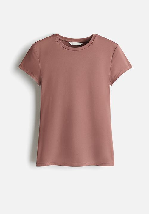 H&M - Fitted microfibre t-shirt - dusty pink