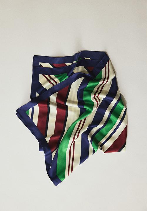 H&M - Patterned scarf - dark blue/burgundy/green