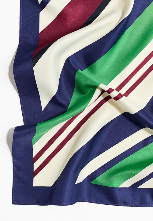 H&M - Patterned scarf - dark blue/burgundy/green