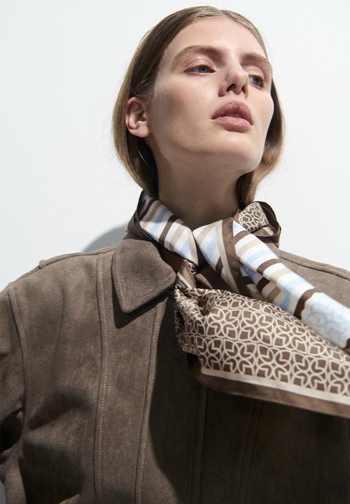 H&M - Patterned scarf - brown/light blue striped