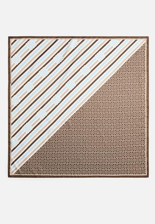 H&M - Patterned scarf - brown/light blue striped