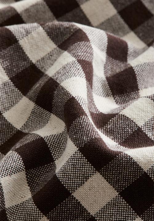 H&M - 4-pack cotton napkins - dark brown/gingham check