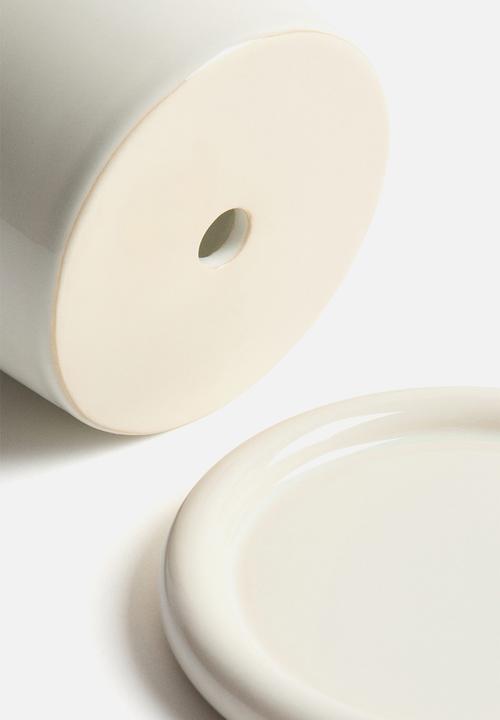H&M - Extra-small stoneware plant pot with saucer - white
