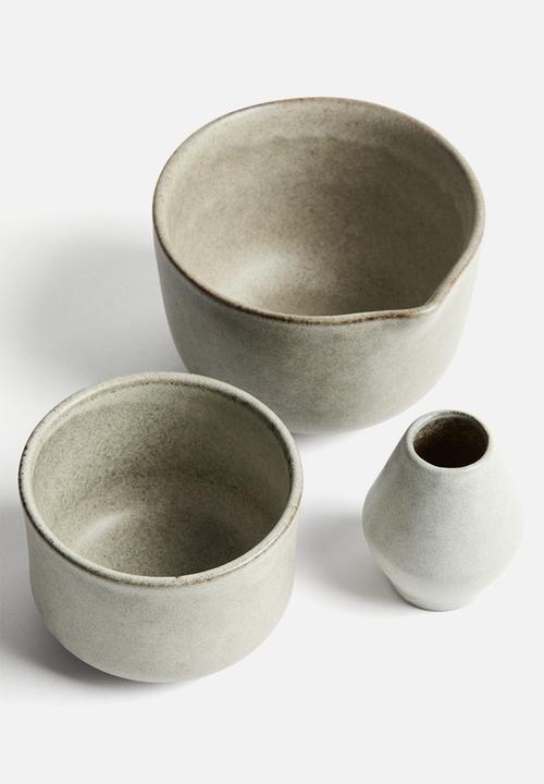 H&M - Stoneware matcha set - greige