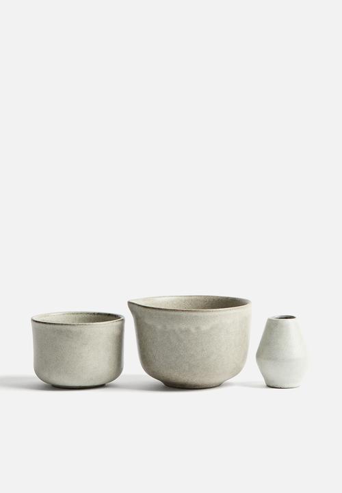 H&M - Stoneware matcha set - greige