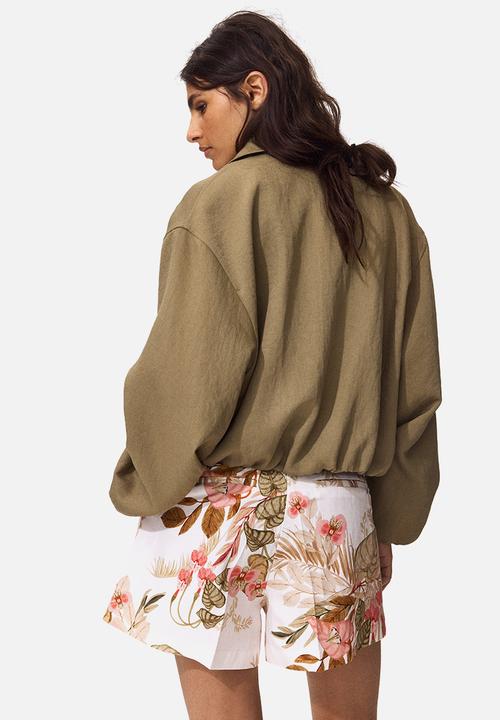 H&M - Linen-blend shorts - white/flowers