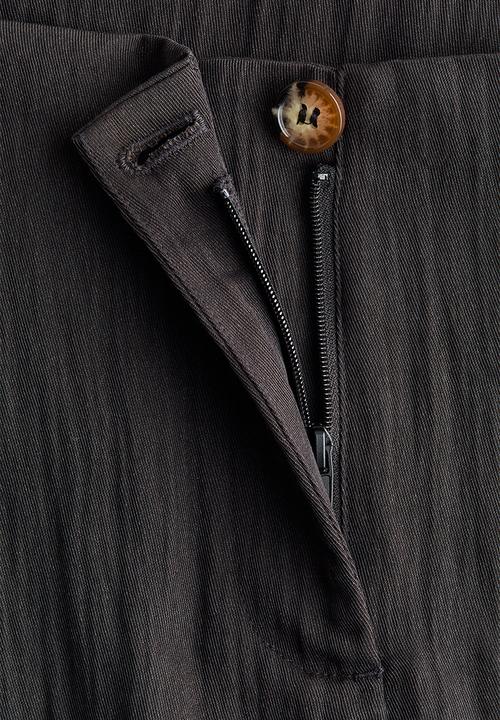 H&M - Crinkled barrel-leg trousers - dark grey
