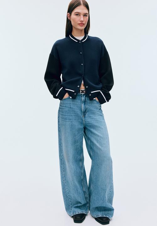 H&M - Knitted baseball jacket - navy blue