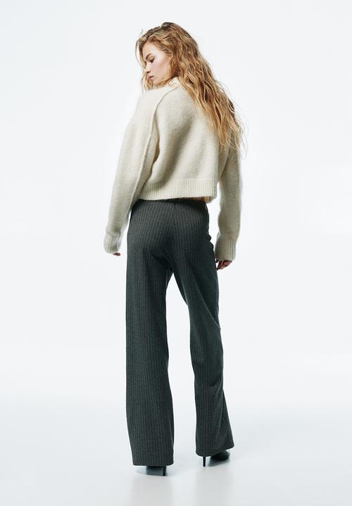 H&M - Pull-on jersey trousers - grey marl/pinstriped
