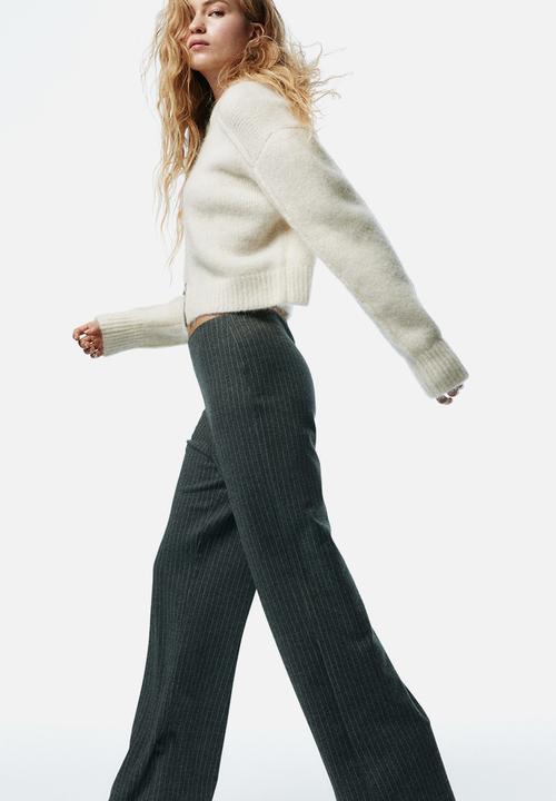 H&M - Pull-on jersey trousers - grey marl/pinstriped