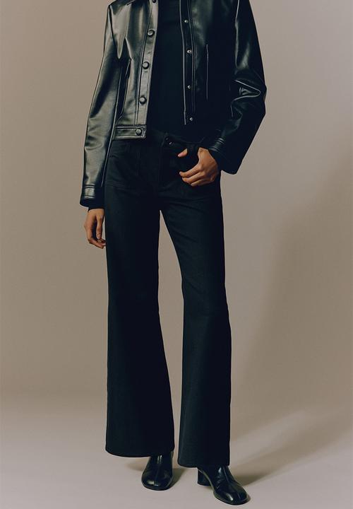 H&M - Wide twill trousers - black