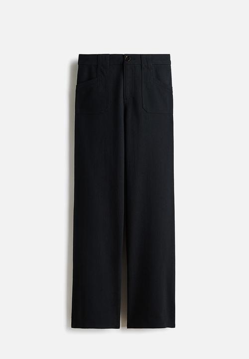 H&M - Wide twill trousers - black