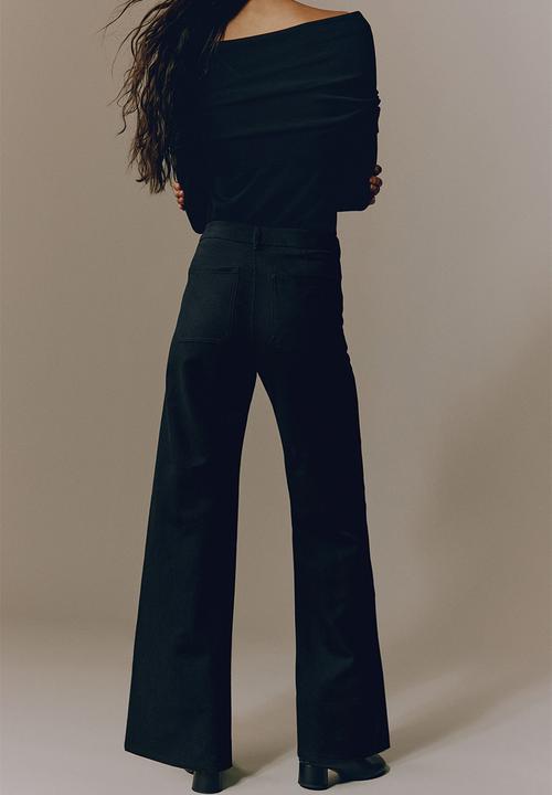 H&M - Wide twill trousers - black