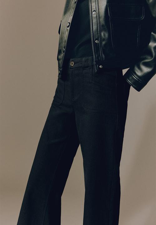 H&M - Wide twill trousers - black