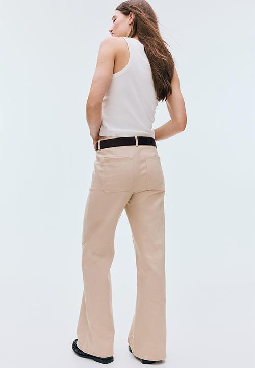 H&M - Wide twill trousers - beige
