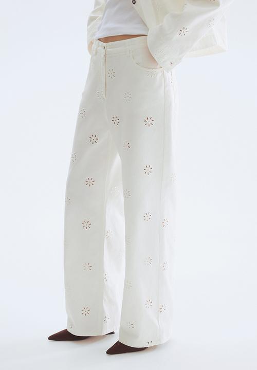 H&M - Broderie anglaise twill trousers - white