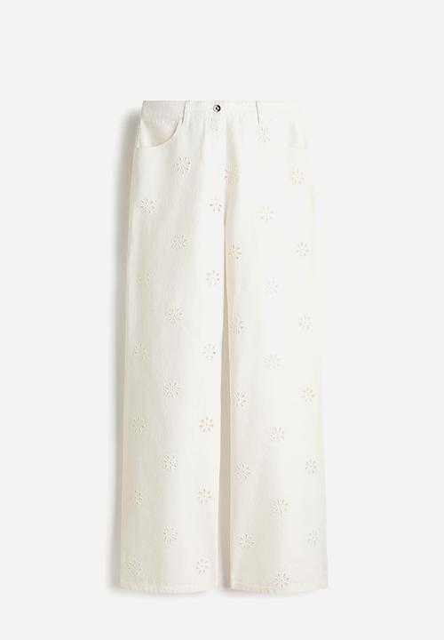 H&M - Broderie anglaise twill trousers - white