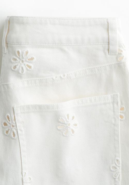 H&M - Broderie anglaise twill trousers - white