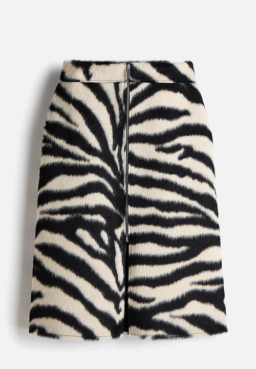 H&M - Zip-front skirt - black/zebra print